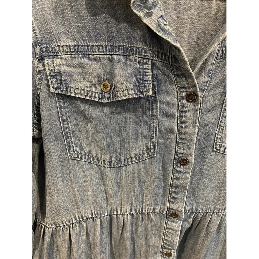 Velvet Heart Los Angeles Denim Tiered Shirt Dress Tunic Blue‎ XS